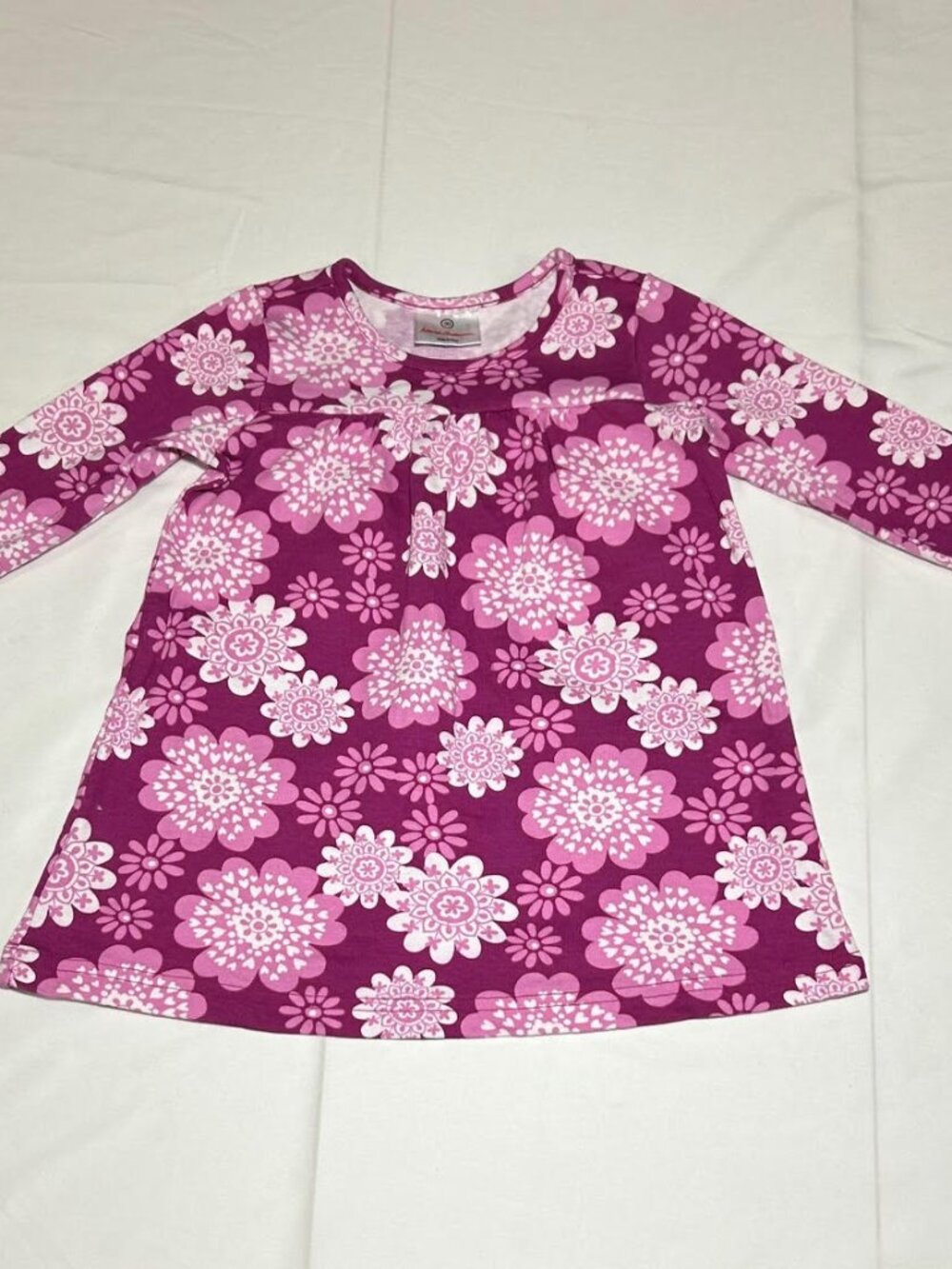 Hanna Andersson Girls 3T 90cm Pink Floral Long Sleeve Play Day Dress